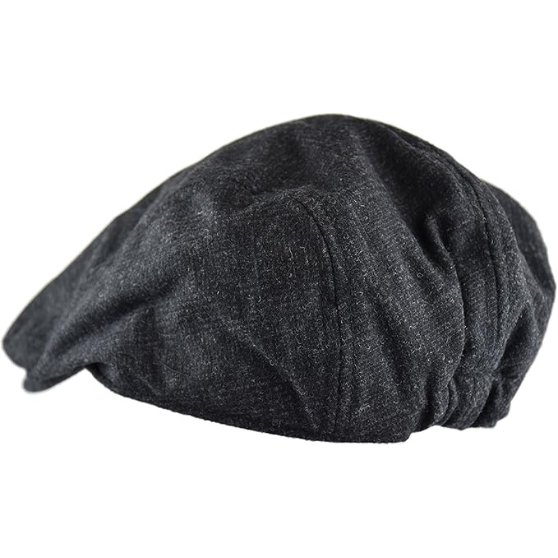 Men's Timeless Herringbone Tweed Wool Blend Flat Cap Ivy Newsboy Hat