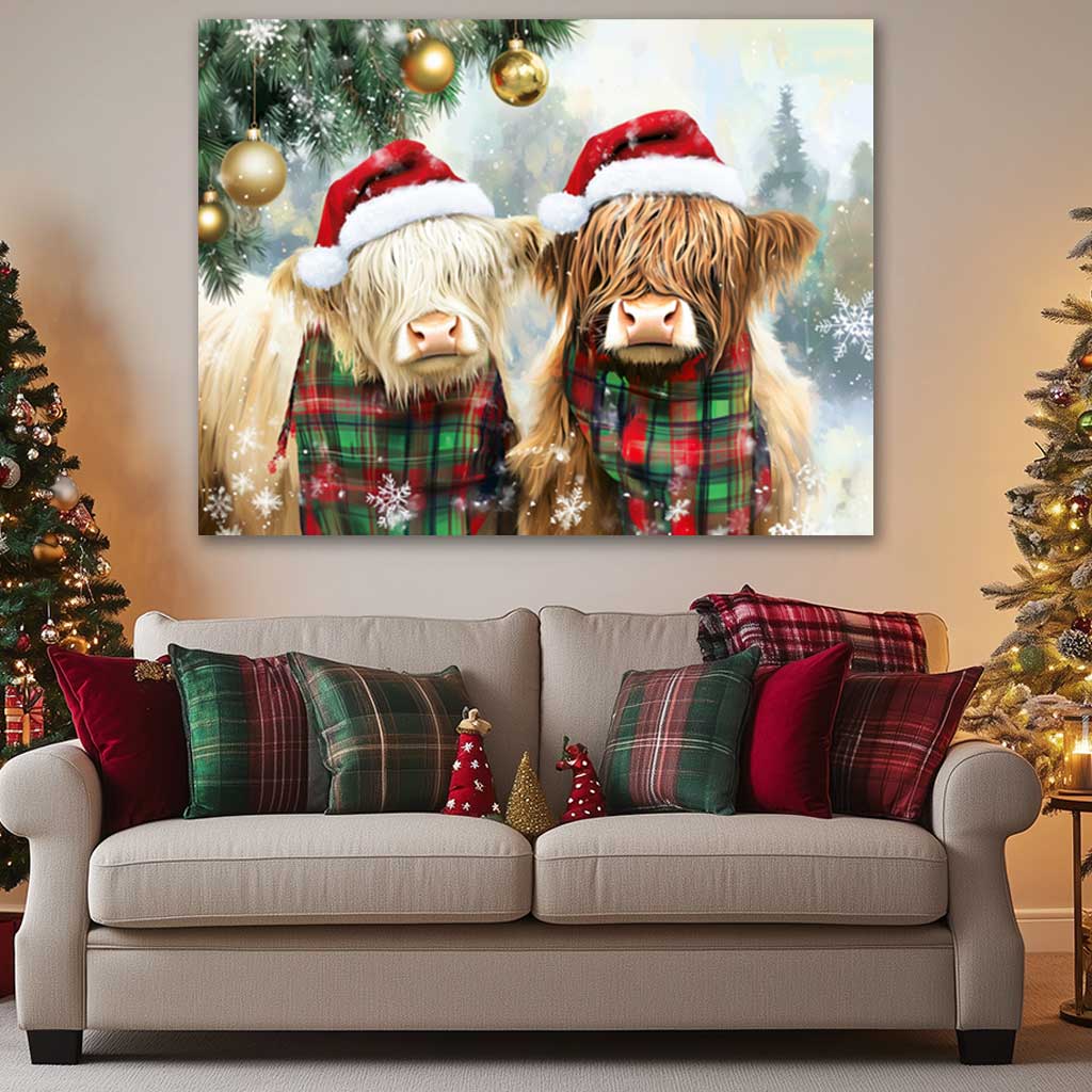 Festive Highlanders - Canvas Wall Art